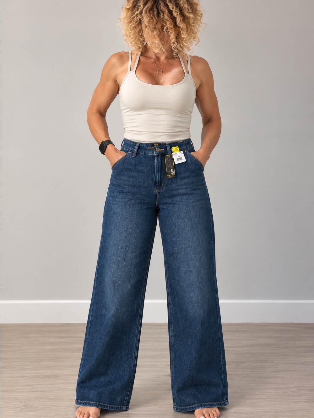 Lee Women’s Wide Leg High-Rise Jeans - Dark Blue